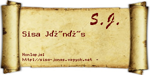 Sisa Jónás névjegykártya